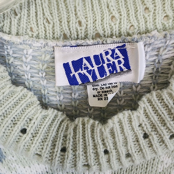 Floral Patterned Sweater - Green, Pink, Blue - Picture 3 of 4